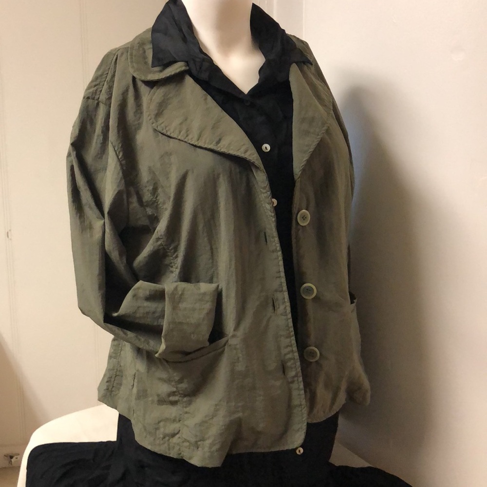 Indige Olive Green 3-Button Lightweight Peplum  Jacket Size M - Picture 4 of 12